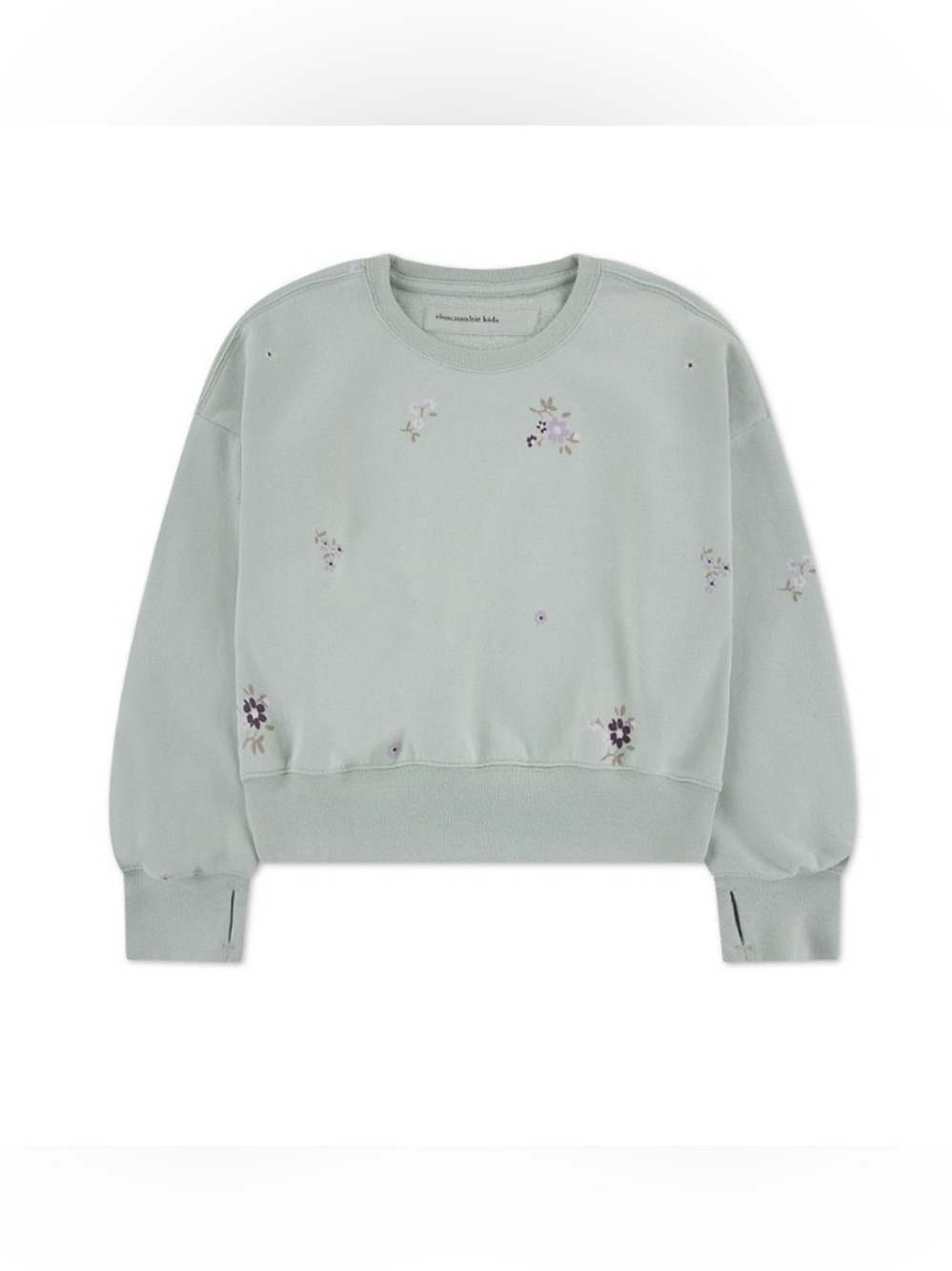 NWT Abercrombie Kids Floral Print Cotton Blend Sweatshirt Aqua Gray Size 17 / 18